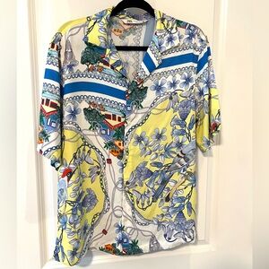 New With Tags Zara Men’s Brocade Button Down Short Sleeve Shirt